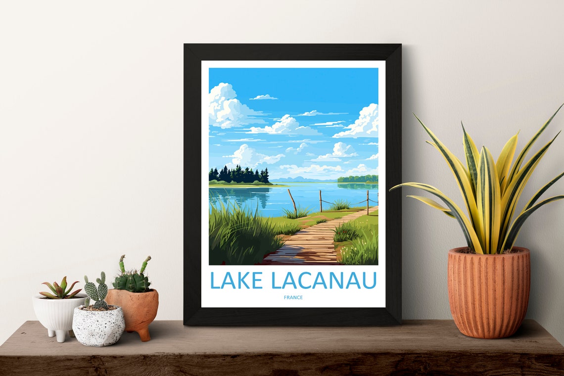 Lake Lacanau Travel Print Wall Art Lake Lacanau Wall Hanging Home Deco Lake Lacanau Gift Art Lovers Wall Art Print Art Gift Poster - Image 3