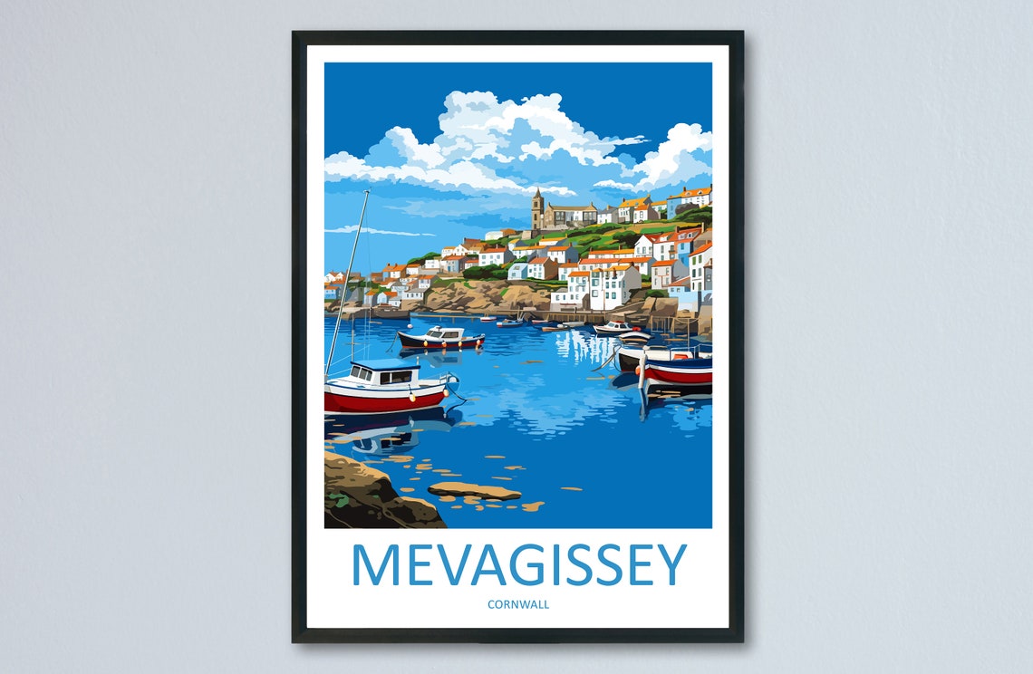 Mevagissey Travel Print Wall Art Mevagissey Wall Hanging Home Dcor Mevagissey Gift Art Lovers England Art Lover Gift Mevagissey Poster