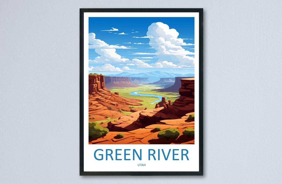Green River Utah Red Rock Canyon River Desert Vista Travel Poster
