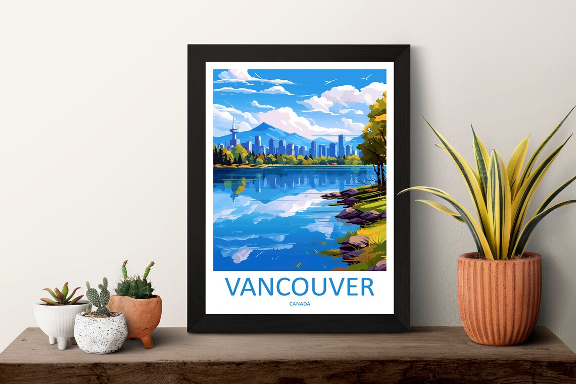 Vancouver Canada City Skyline Reflected In Calm Water Poster - Image 3