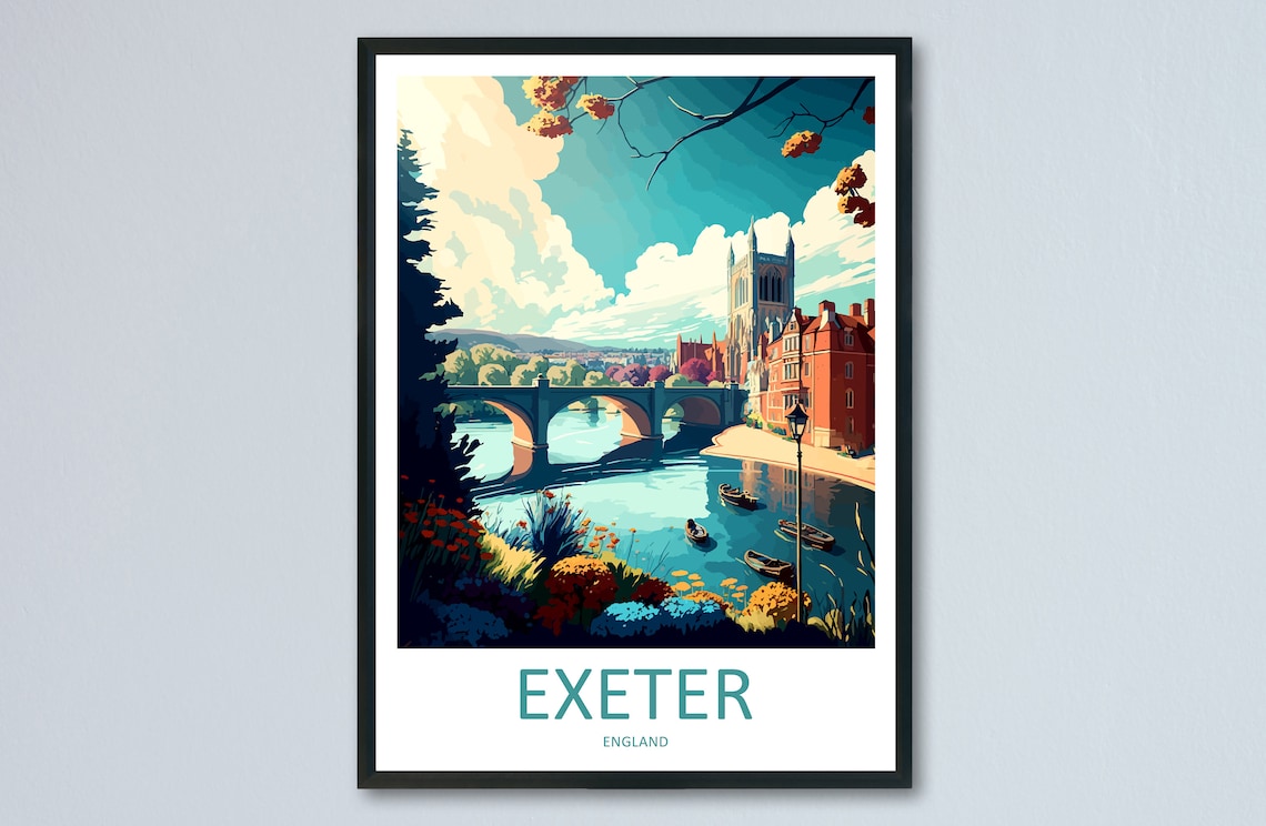 Exeter Travel Poster, England Place Art Print