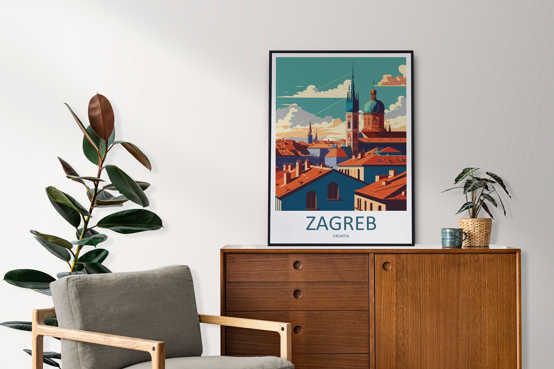 Zagreb Croatia Travel Poster, City Skyline Art - Image 2