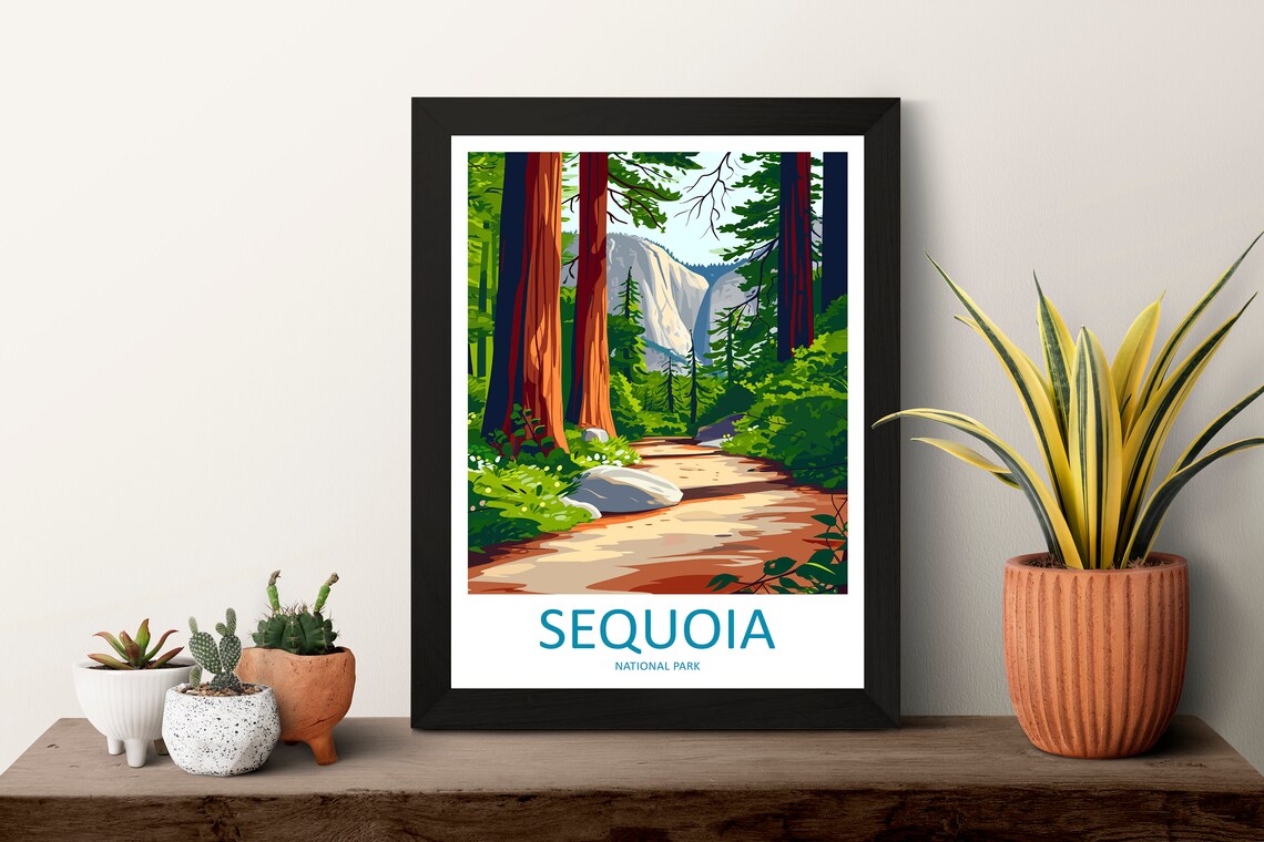 Sequoia National Park Giant Redwood Forest Trail Scenic Poster - Image 3
