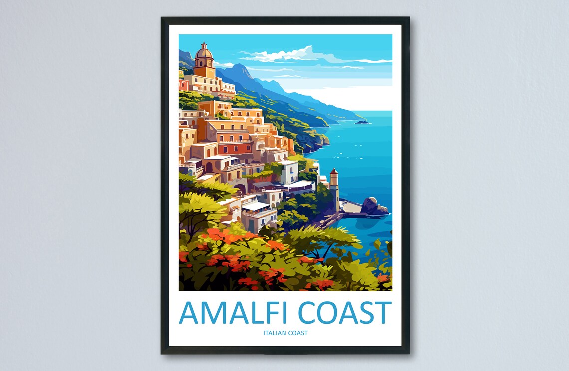Amalfi Italy Travel Poster, Amalfi Wall Decor