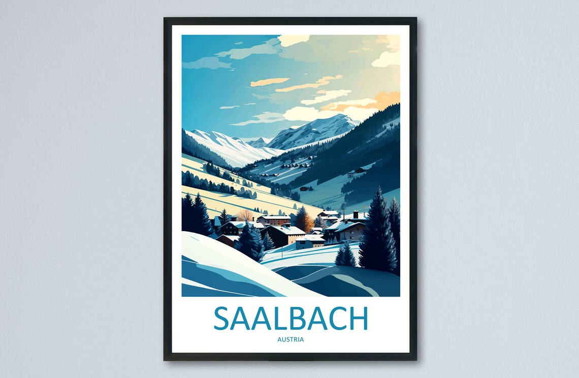 Saalbach Travel Poster, Austria Place Print