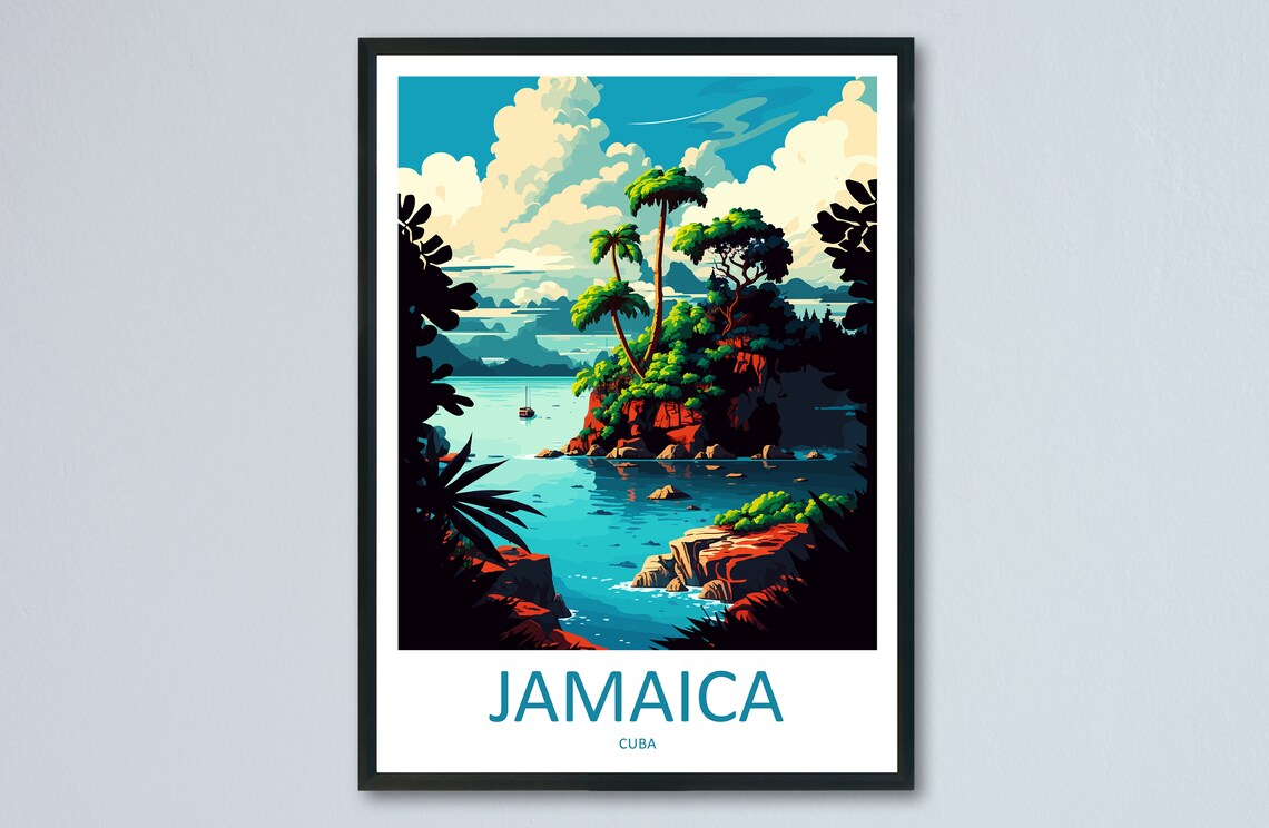 Jamaica Travel Print Poster, Caribbean Wall Art