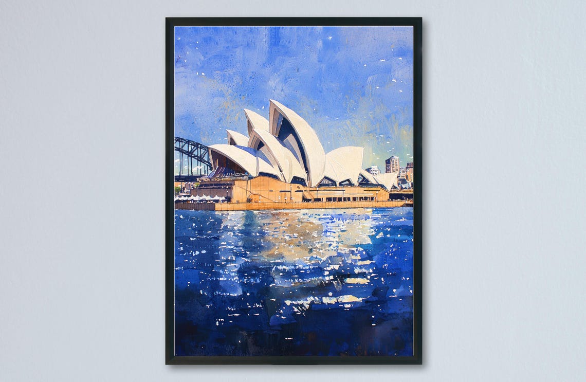 Sydney Opera House Harbour Waterfront Watercolor Australia Poster