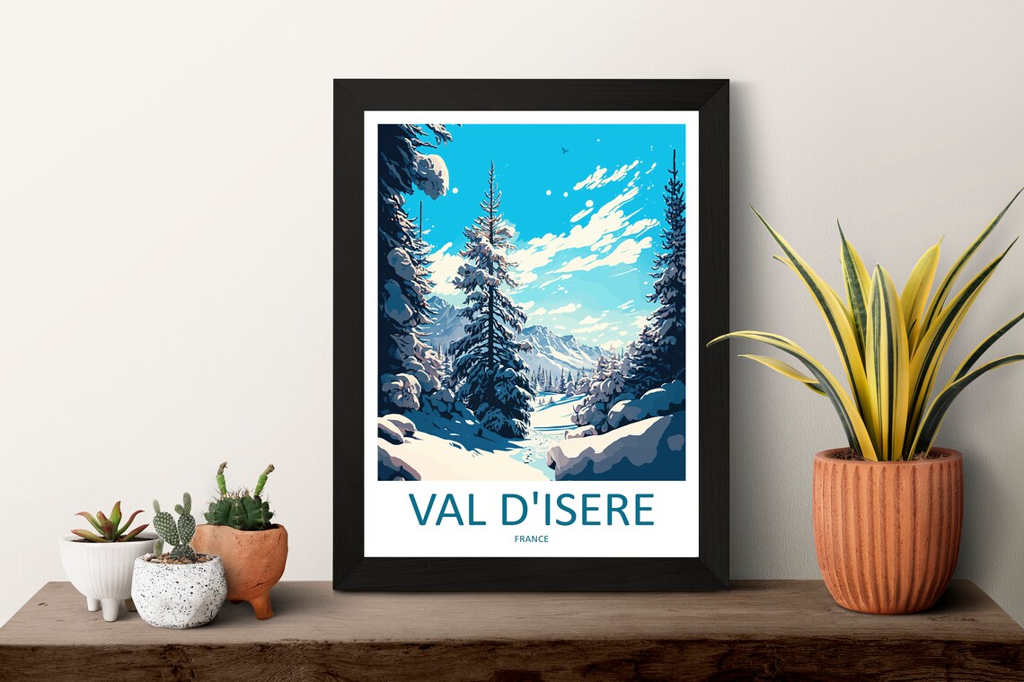Val dIsere Snowy Pine Forest France Ski Resort Travel Poster - Image 3