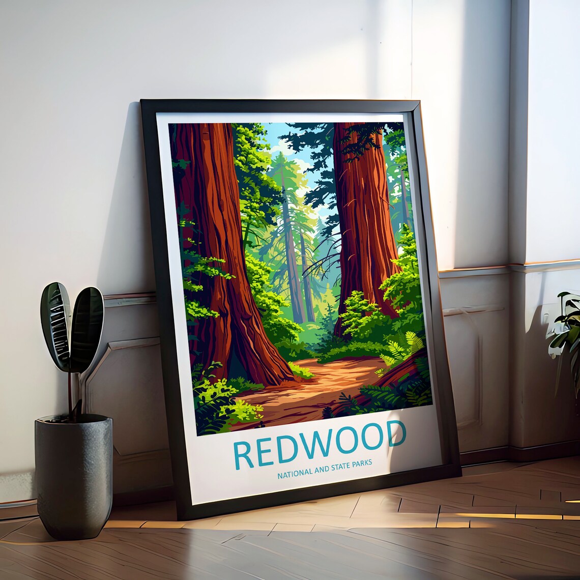 Redwood National Park Forest Poster With Giant Towering Trees - Image 2