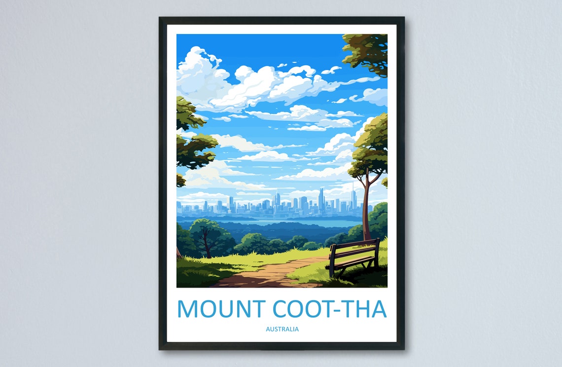 Mount Coot-Tha Brisbane Skyline Park Overlook View Travel Poster