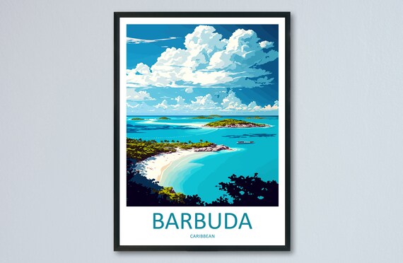 Barbuda Travel Print Wall Art Hanging Home Dcor Gift Lovers Caribbean Decor