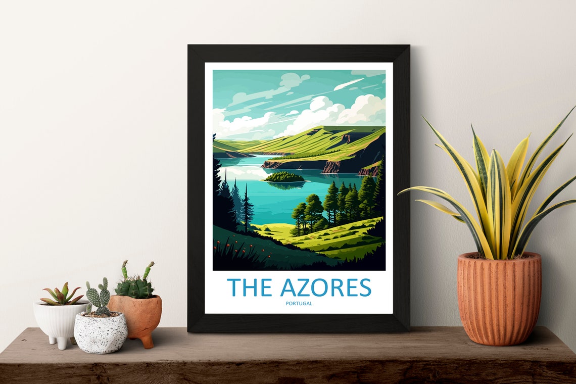 The Azores Travel Print Wall Art The Azores Wall Hanging Home Dcor The Azores Gift Art Lovers Portugal Art Lover Gift The Azores Wall Dcor - Image 3
