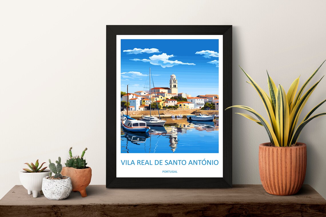 Vila Real de Santo António Harbor Boats Algarve Portugal Poster - Image 3