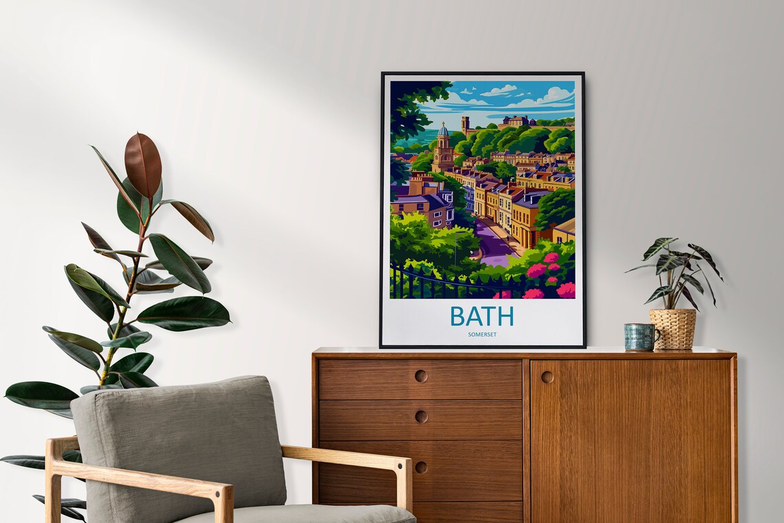 Bath Somerset Georgian City Streets Church Tower View Poster - Image 2