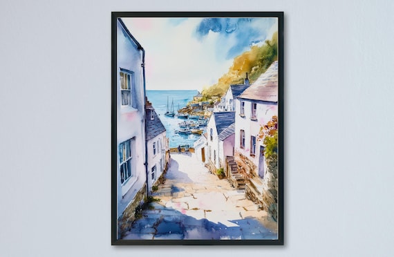 Polperro Cornwall Cobbles Fishing Harbor Boats Quayside Village Poster