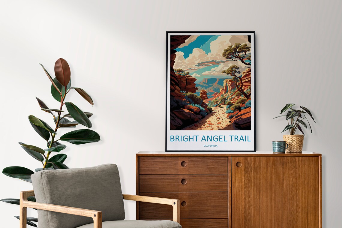 Bright Angel Trail Grand Canyon Sunset View California Travel Poster - Image 2