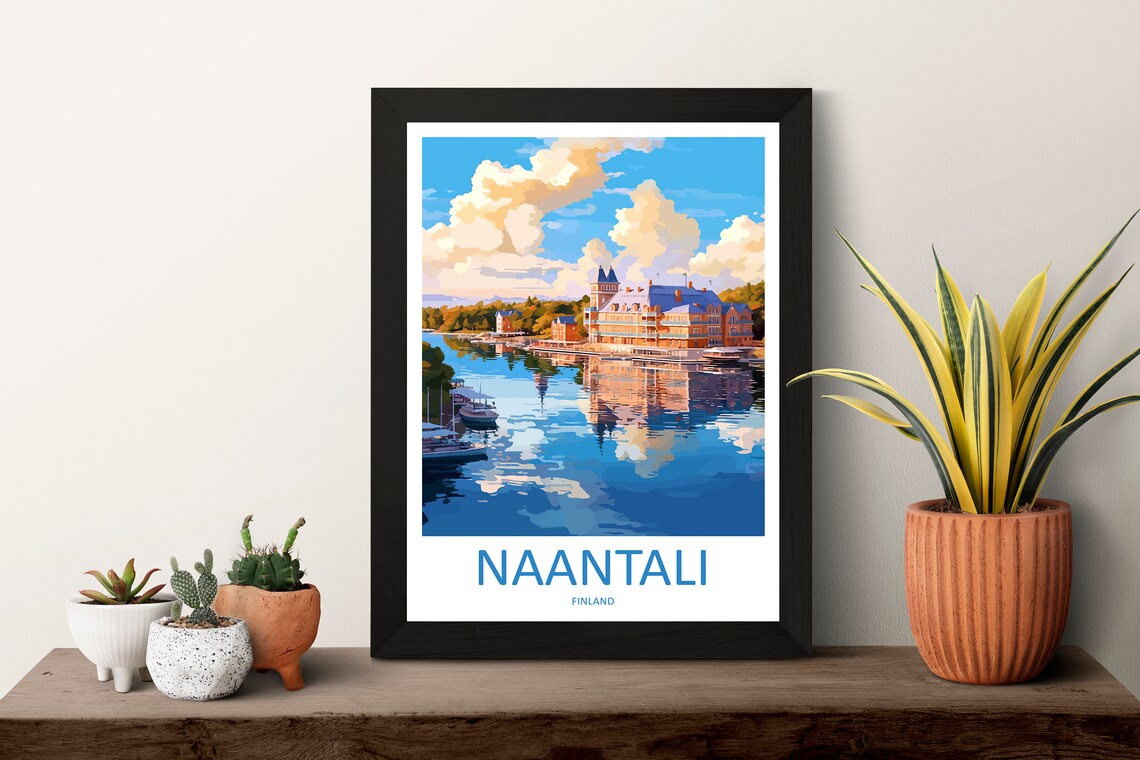 Naantali Finland Grand Waterfront Building Harbor Travel Poster - Image 3