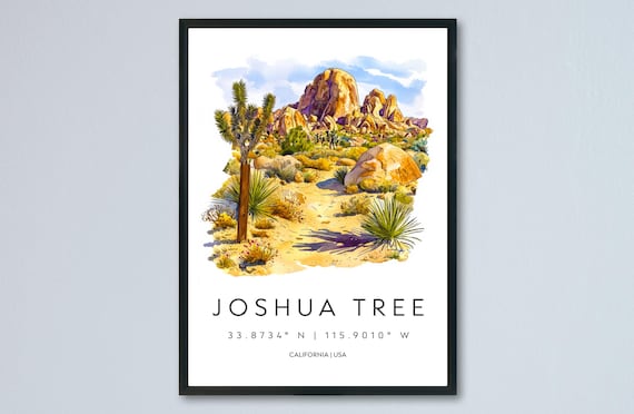 Joshua Tree National Park California Watercolor Desert Art Poster