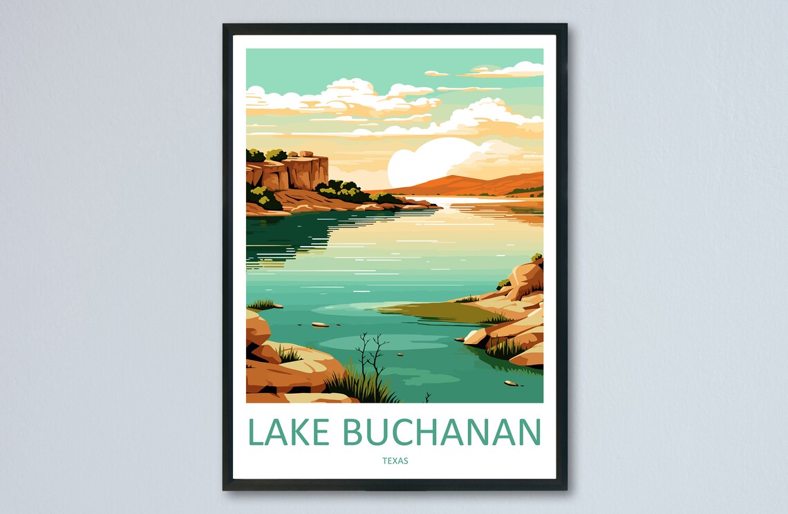 Lake Buchanan Travel Poster, Texas Wall Art