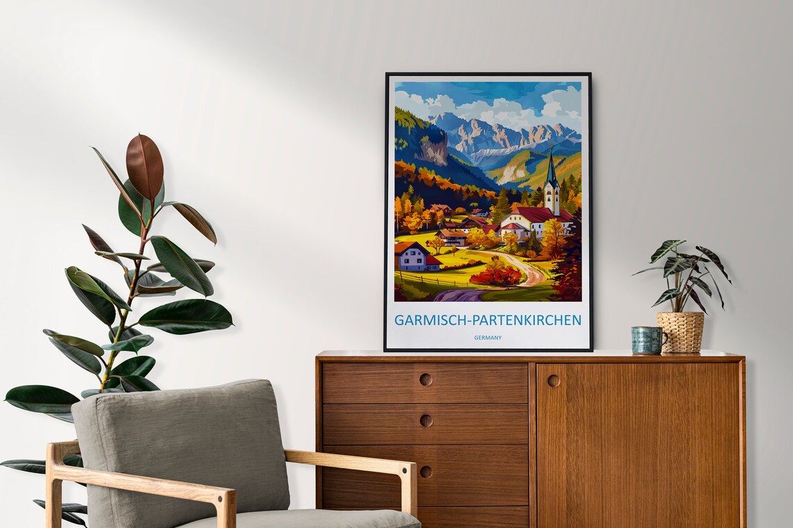 Garmisch-Partenkirchen Bavarian Alps Village Autumn Travel Poster - Image 2