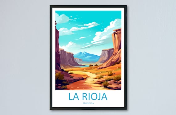La Rioja Argentina Red Desert Canyon River Golden Landscape Poster