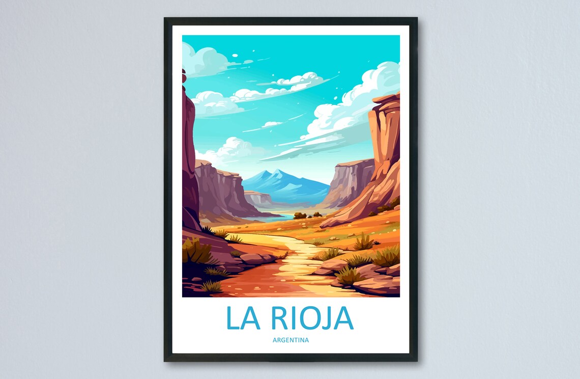 La Rioja Argentina Red Desert Canyon River Golden Landscape Poster