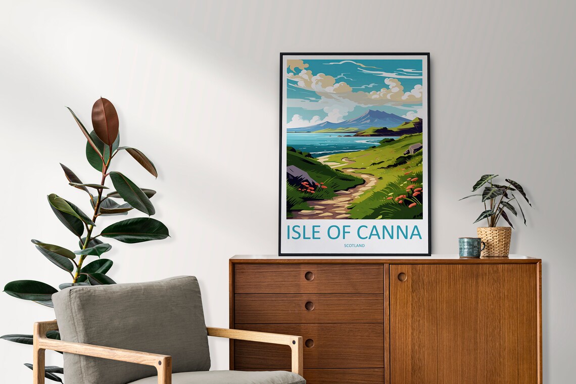 Isle Of Canna Scotland Coastal Path Mountain Island View Poster - Image 2