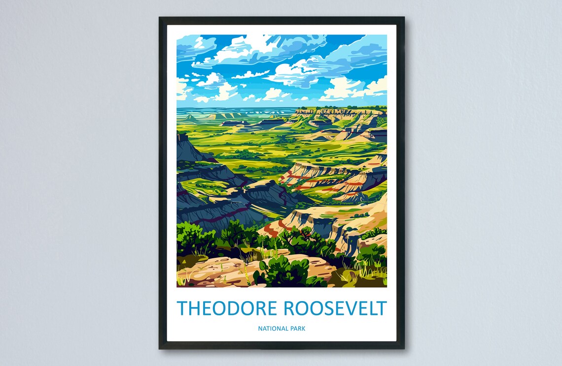 Theodore Roosevelt National Park Badlands Canyon Vista Art Poster