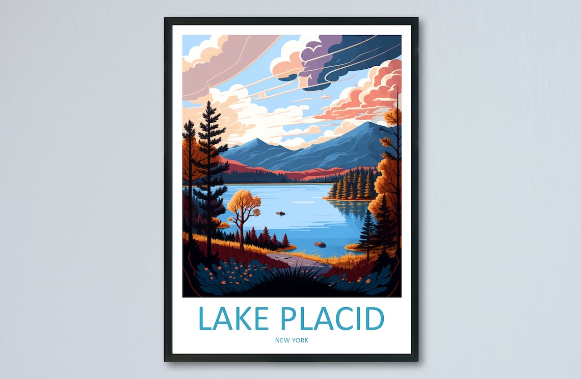 Lake Placid Travel Poster, New York State Art Print