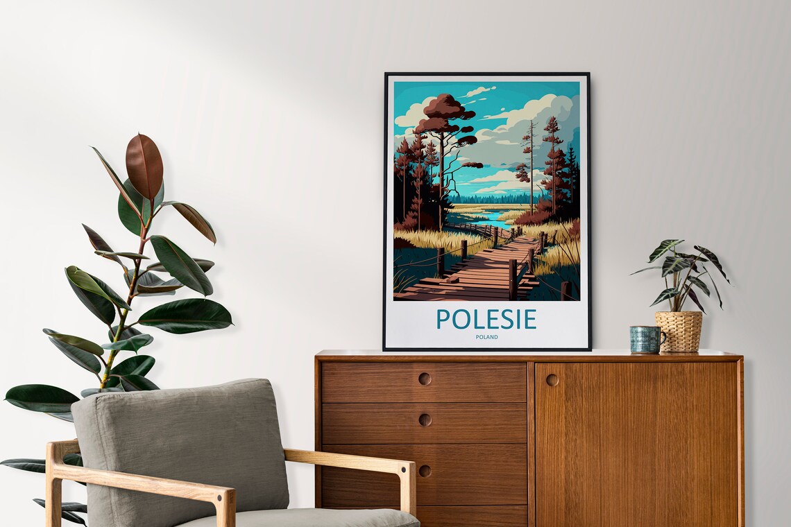 Polesie Marsh Wetland Boardwalk Pine Forest Landscape Travel Poster - Image 2