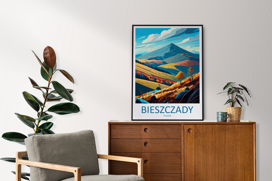 Bieszczady Poland Autumn Mountain Meadow Sunset Travel Poster - Image 2