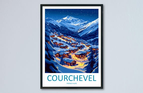 Courchevel Travel Print Wall Art Hanging Home Dcor Gift Lovers Ski Lover Skiing