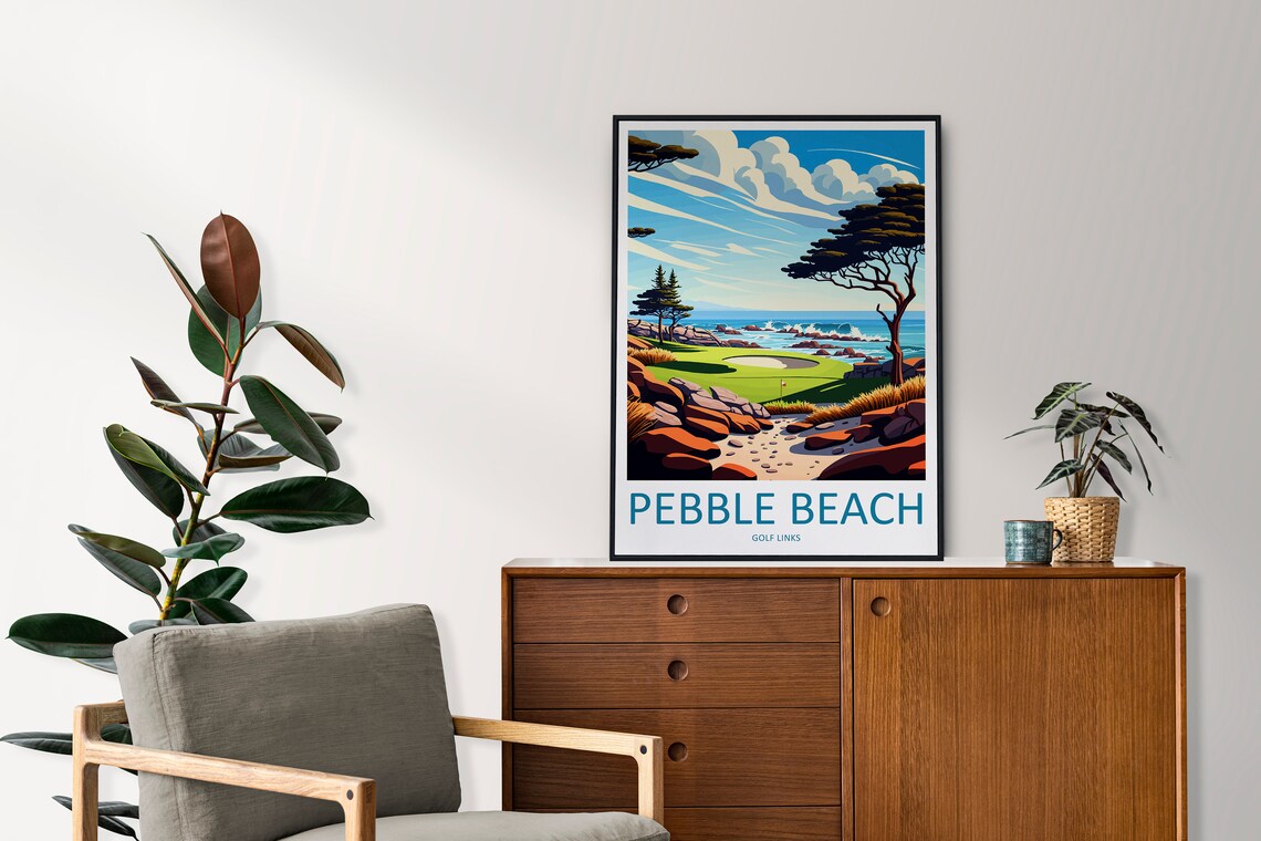 Pebble Beach Golf Links Travel Poster, Golf Club Decor - Image 2