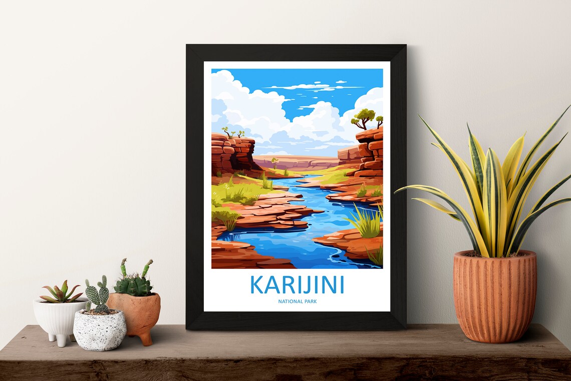 Karijini National Park Red Rock Gorge River Scene Travel Poster - Image 3