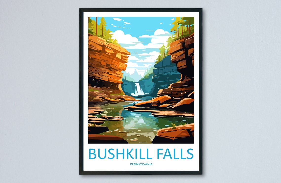 Bushkill Falls Pennsylvania Red Rock Gorge Waterfall Day Poster
