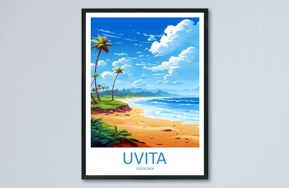 Uvita Costa Rica Golden Sand Beach Tropical Coastline Travel Poster