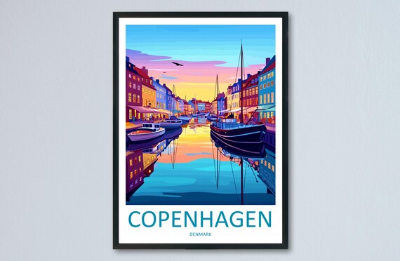 Copenhagen Nyhavn Harbor Sunset Colorful Boats Denmark Poster