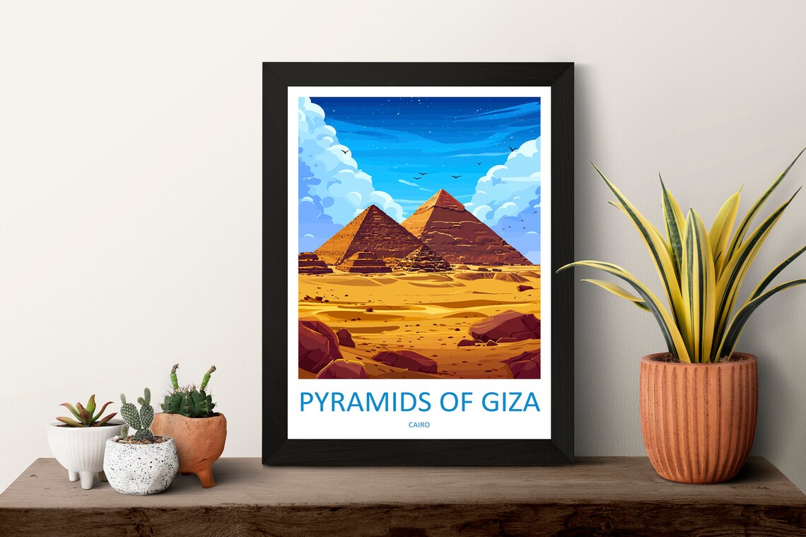 Pyramids of Giza Cairo Egypt Desert Golden Sunrise Travel Poster - Image 3