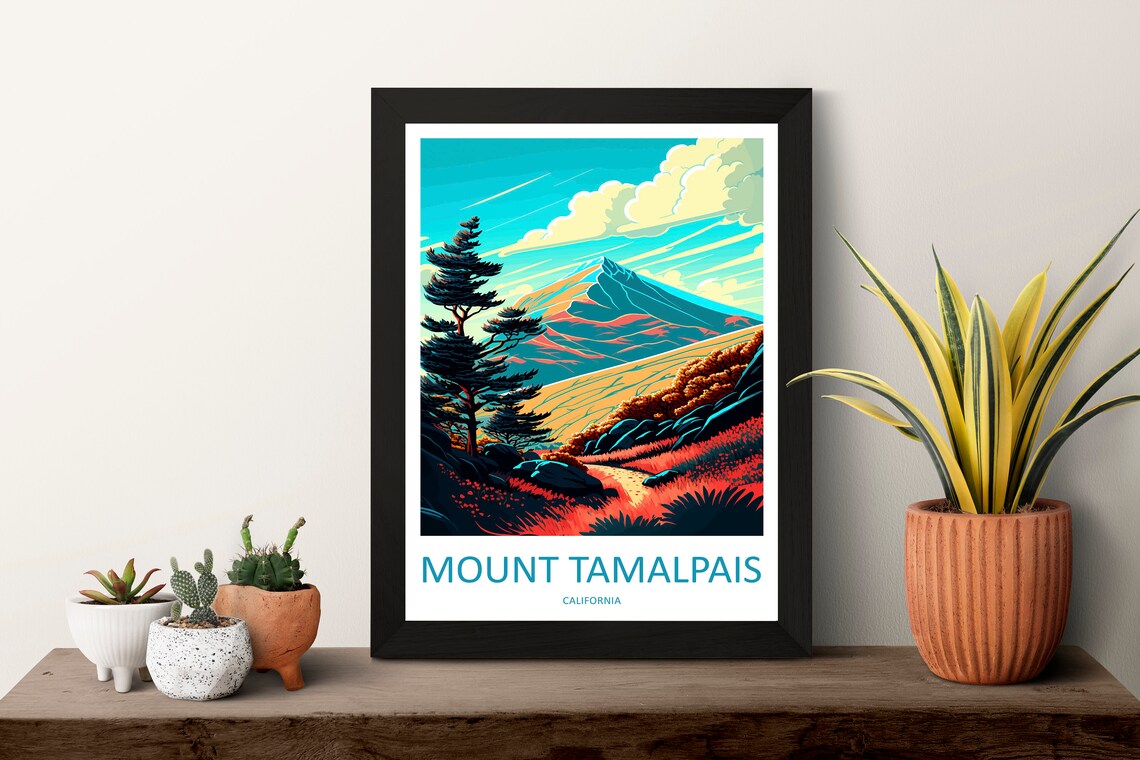 Mount Tamalpais California Travel Poster With Colorful Peak View - Image 3