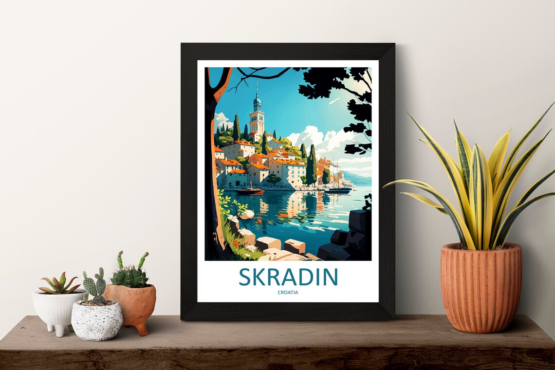 Skradin Croatia Adriatic Waterfront Village Bell Tower Poster - Image 3