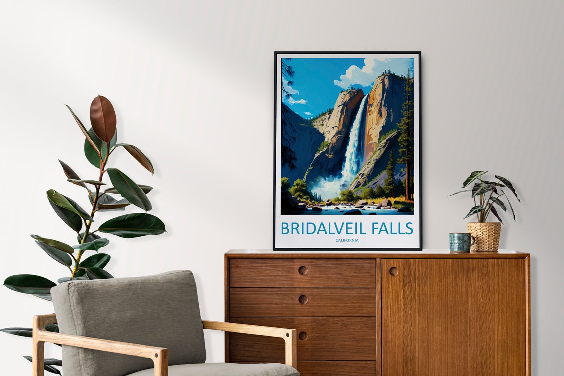 Bridalveil Falls California Granite Cliffs Yosemite Travel Poster - Image 2
