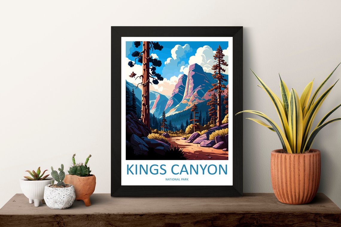 Kings Canyon National Park Granite Cliffs Retro Nature Travel Poster - Image 3
