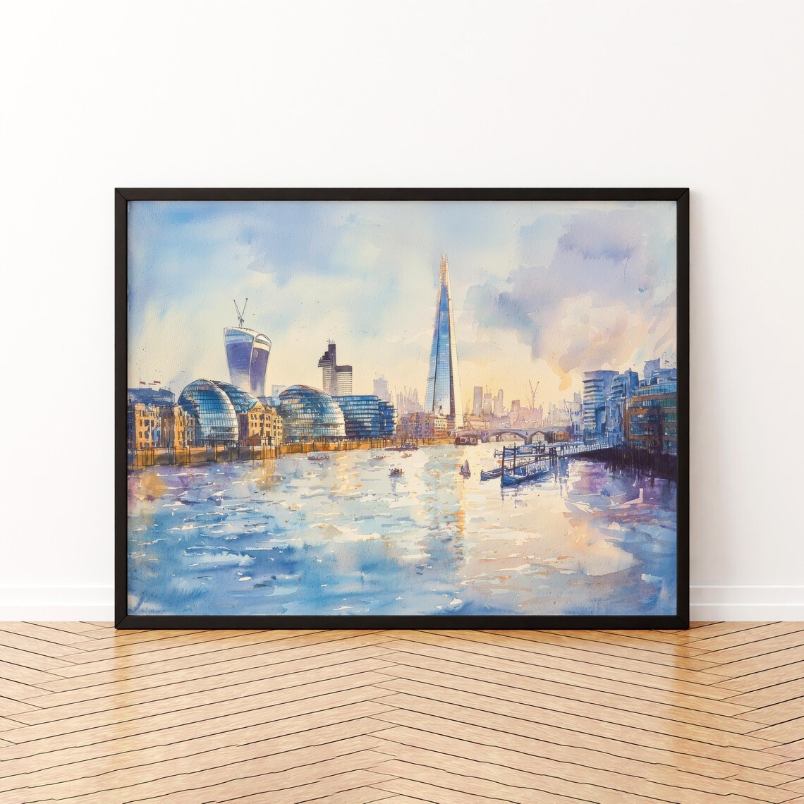 The Shard London Watercolor Travel Poster