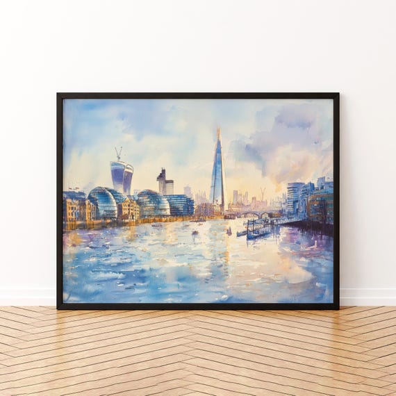 The Shard London Watercolor Travel Poster