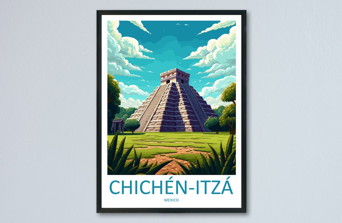 Chichen Itza Travel Poster, Place and Travel Wall Art