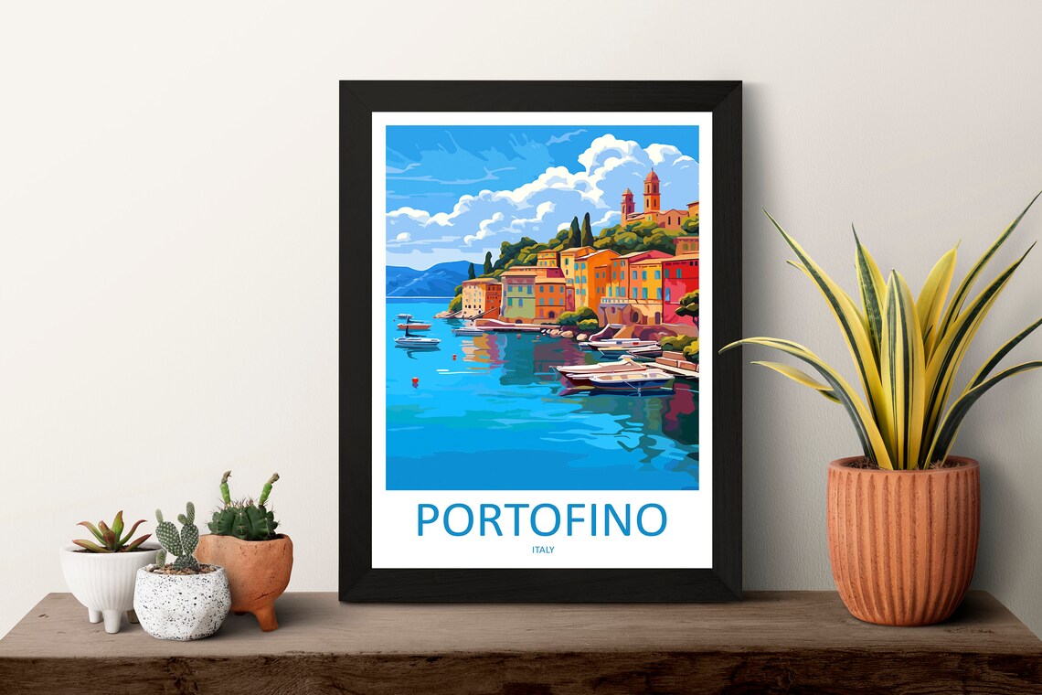 Portofino Travel Poster, Italy Wall Decor - Image 3