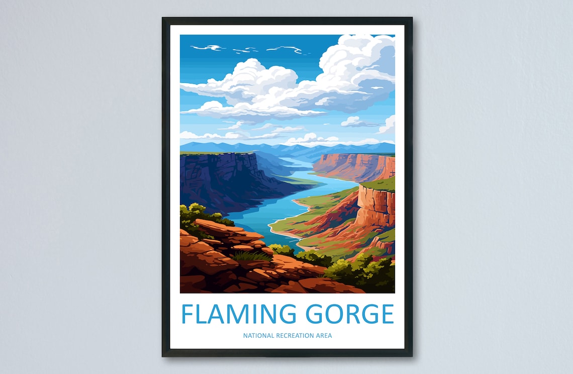 Flaming Gorge Travel Poster, Utah Wall Art