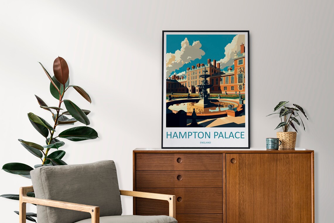 Hampton Palace Travel Poster, England Travel Art - Image 2