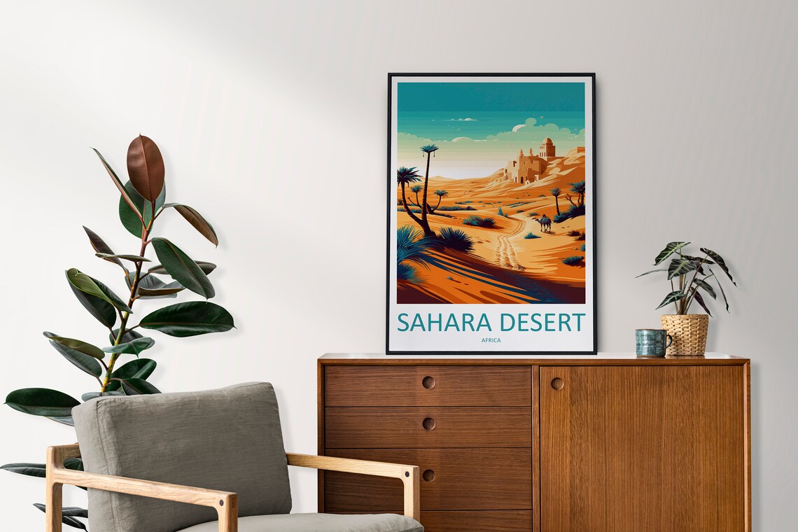 Sahara Desert Camel Caravan Golden Dunes Africa Travel Poster - Image 2