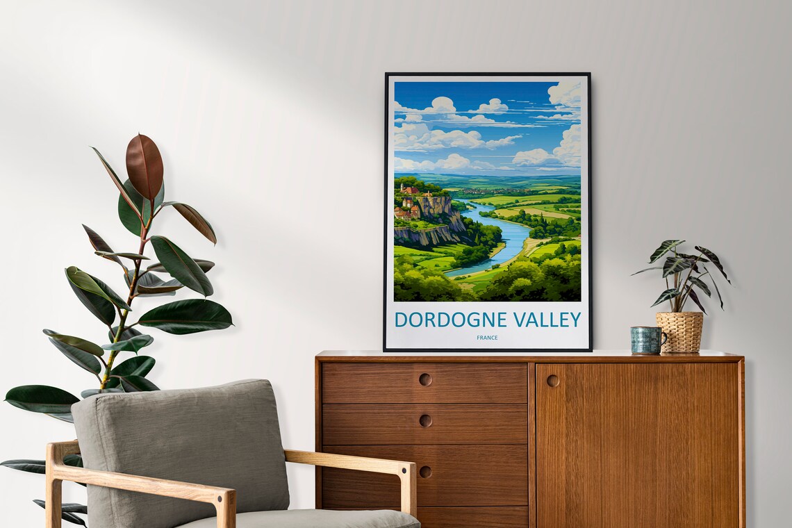 Dordogne Valley France River Bend And Cliffside Village Poster - Image 2